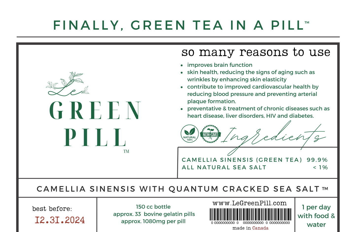 100% Natural Camellia Sinensis Sea Spice Pill